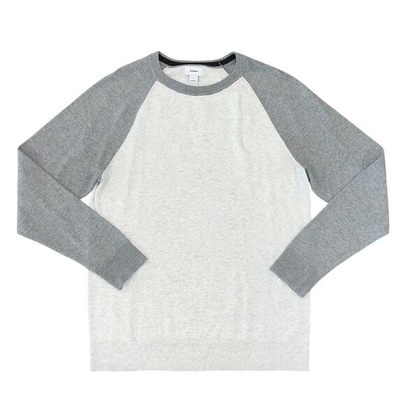 Old Navy Men's Grey and Ivory Baseball Crewneck Sweater - SIZE LARGE - Picture 1 of 6